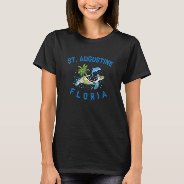 St. Augustine Florida Meeresschildkröte Delfin Und T-Shirt (Vorderseite)