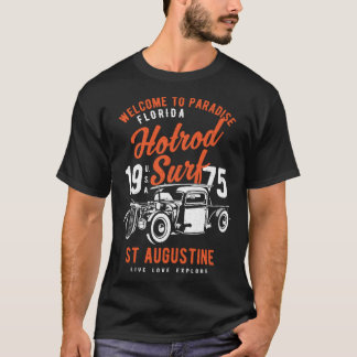 St Augustine Florida Retro Hotrod Surf Distressed  T-Shirt