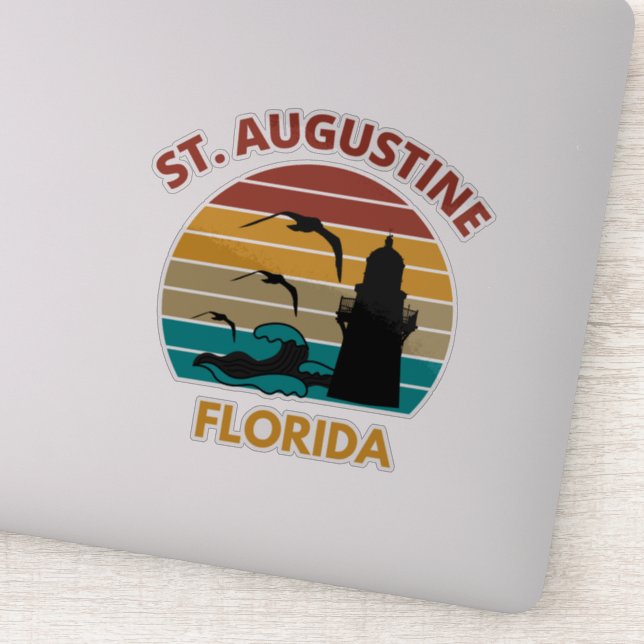 St Augustine Florida Retro Sunset Design Aufkleber (Detail)