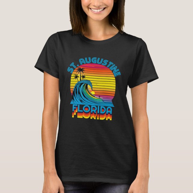 St Augustine Florida Retro Throwback Surf & Beach  T-Shirt (Vorderseite)