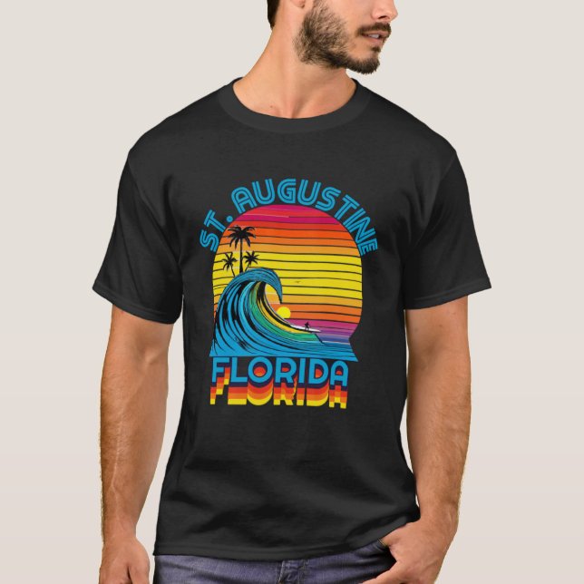 St Augustine Florida Retro Throwback Surf & Beach  T-Shirt (Vorderseite)