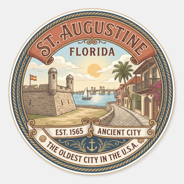 St. Augustine Florida Runder Aufkleber (Vorderseite)