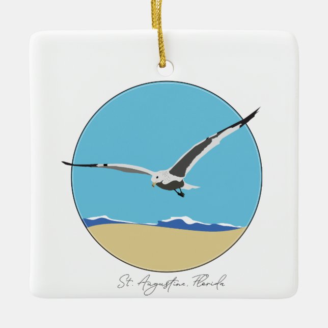 St. Augustine, Florida Sea Gull am Strand Keramikornament (Vorderseite)