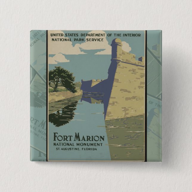 St. Augustine Florida Spanisches Fort Poster Button (Vorderseite)