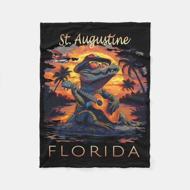 St. Augustine Florida Vacation Cute Alligator  Fleecedecke (Vorderseite)