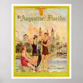 St. Augustine Florida Vintag 1920er Jahre Illustra Poster