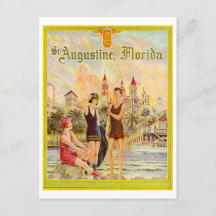 St. Augustine Florida Vintag 1920er Jahre Illustra Postkarte