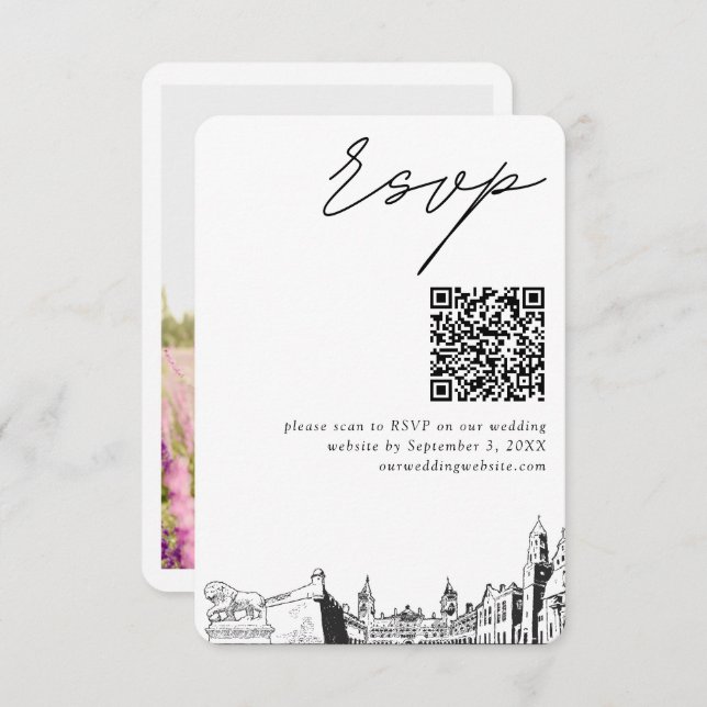 St Augustine Florida Wedding RSVP QR Code Small Begleitkarte (Vorne/Hinten)