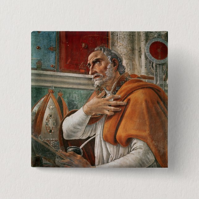 St Augustine in seiner Zelle, c.1480 Button (Vorderseite)