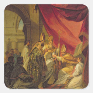 St Augustine ordinierte als der Bischof Quadratischer Aufkleber