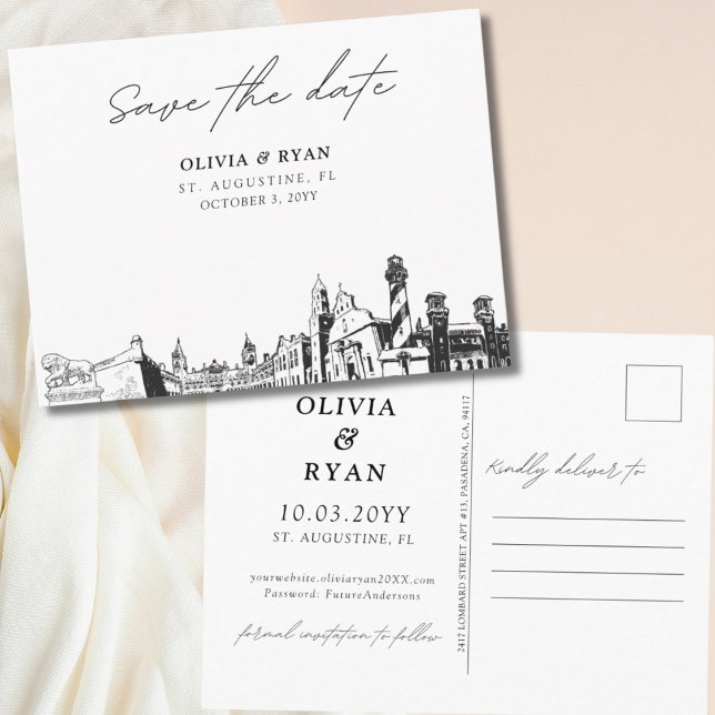 St. Augustine Save the Date Postcard Wedding Postkarte (St. Augustine Save the Date Postcard Wedding)