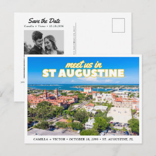 St. Augustine Save-the-Date Retro-Skyline-Postkart Postkarte