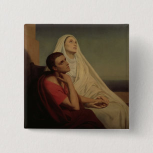 St Augustine und sein Mutter St. Monica, 1855 Button