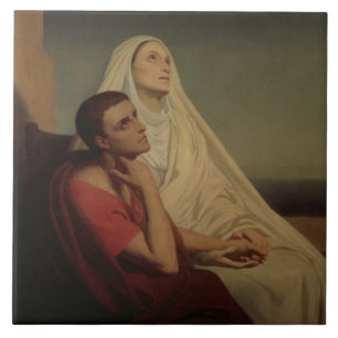 St Augustine und sein Mutter St. Monica, 1855 Fliese