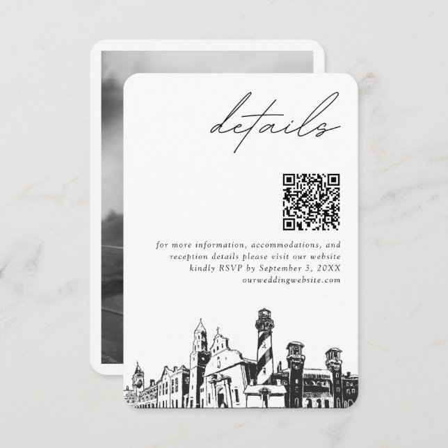 St. Augustine Wedding Modern Details QR Code Begleitkarte (Vorne/Hinten)