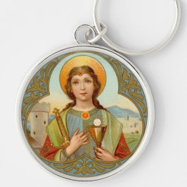 St. Barbara (BK 001) Premium Round Metal Schlüsselanhänger
