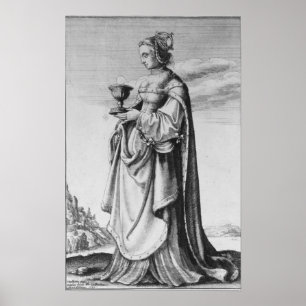St. Barbara, geätzt von Wenzelaus Hollar, 1647 Poster