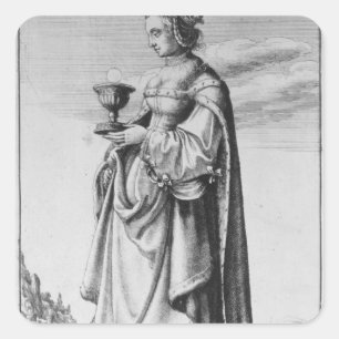 St. Barbara, geätzt von Wenzelaus Hollar, 1647 Quadratischer Aufkleber