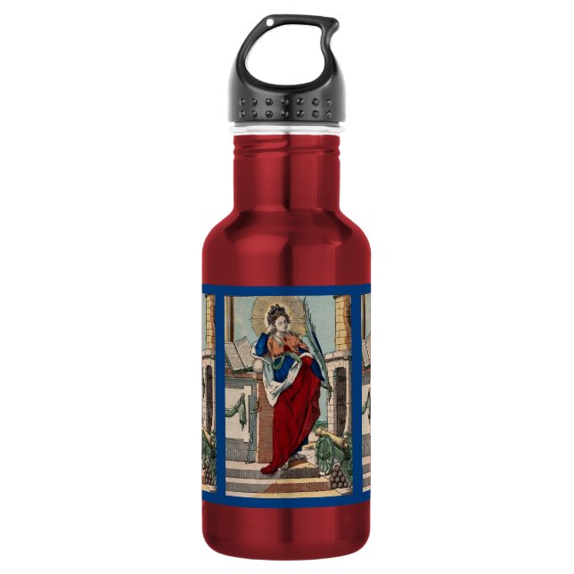 St. Barbara mit Artillerie (M 007) Rot Edelstahlflasche (Vorderseite)