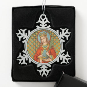 St. Barbara von Nikomedien (JP 01) Schneeflocken Zinn-Ornament