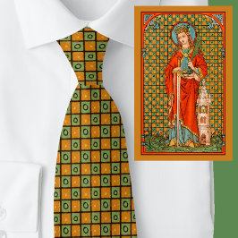 St Barbara's Squares (JP01) Neck Tie (Green Back) Krawatte