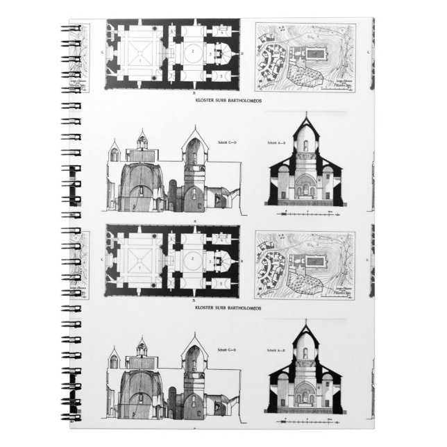 St. Bartholomew Kloster Boden und Kreuzplan N Notizblock (Vorderseite)