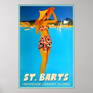 St Barts Karibik-Tropischer-Strand-Reiseplakat Poster