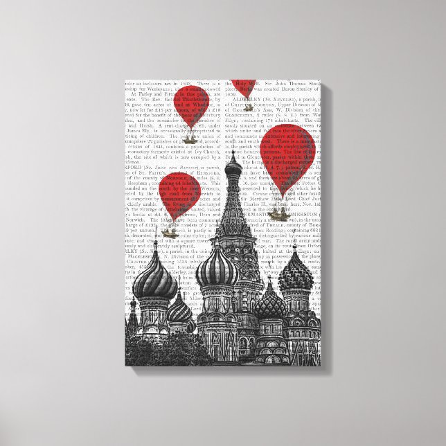 St. Basil Kathedrale und Rote Heißluftballons Leinwanddruck (Vorderseite)