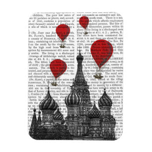 St. Basil Kathedrale und Rote Heißluftballons Magnet