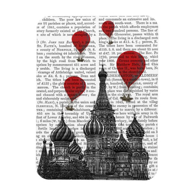 St. Basil Kathedrale und Rote Heißluftballons Magnet (Vertikal)