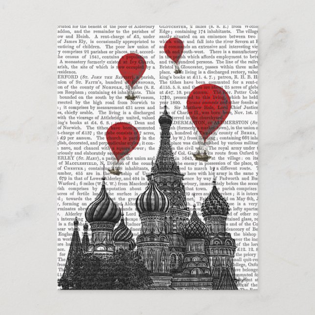 St. Basil Kathedrale und Rote Heißluftballons Postkarte (Vorderseite)