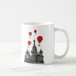St. Basil Kathedrale und Rote Heißluftballons Tasse