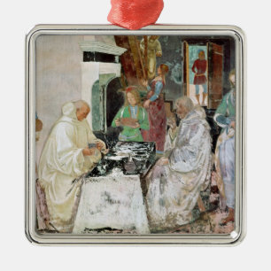 St. Benedict, der Gastfreundschaft empfängt Silbernes Ornament