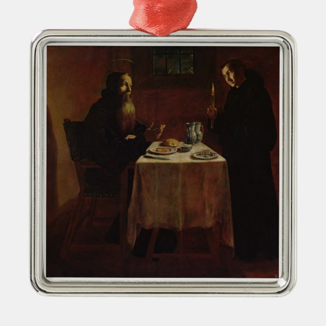 St. Benedict, der St. Maur segnet Silbernes Ornament (Vorne)