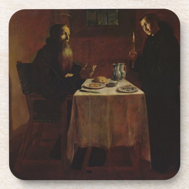 St. Benedict, der St. Maur segnet Untersetzer (Vorderseite)