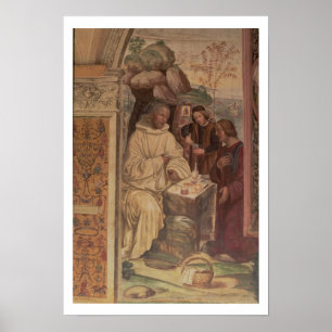 St. Benedict gegen eine Landschaft, vom Leben O Poster
