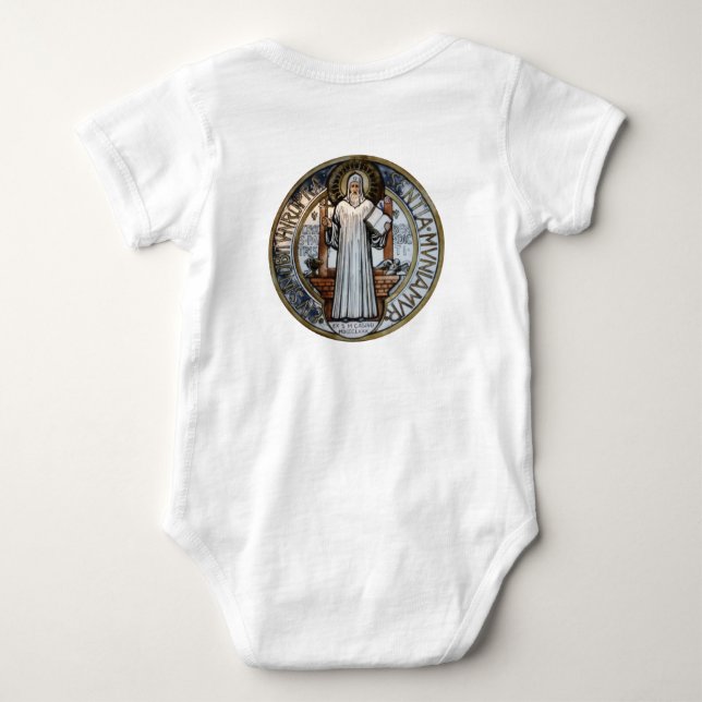 St Benedict Medal Baby Onezie  Strampler (Rückseite)