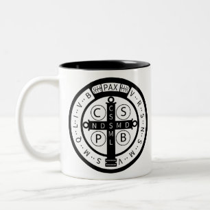 St. Benedict "" Teufel-Jagende" Medaille Zweifarbige Tasse