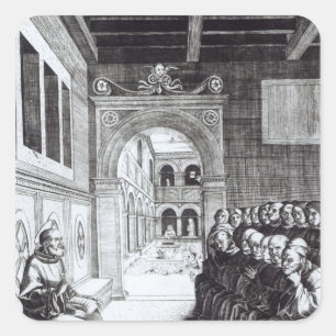 St. Benedikt Predigen im Kloster Quadratischer Aufkleber