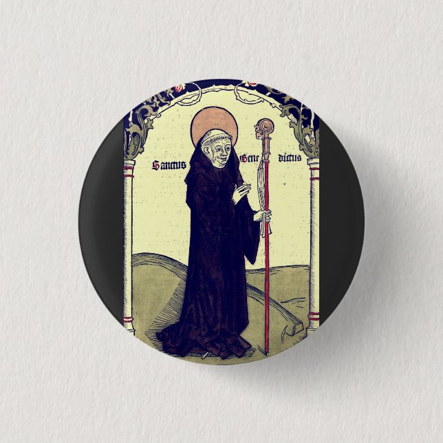 St. Benedikt von Nursia Abt. von Monte Cassino Button (Vorderseite)
