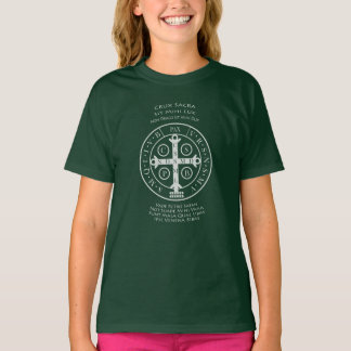 St-Benediktinermedaille mit lateinischem Gebet-T - T-Shirt