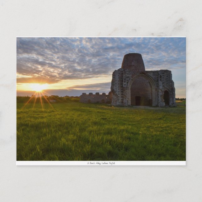 St Benet's Abbey - Sonnenuntergang Postkarte (Vorderseite)