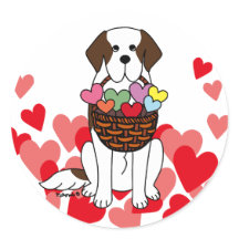 St. Bernard Cartoon mit einem Basket Herz