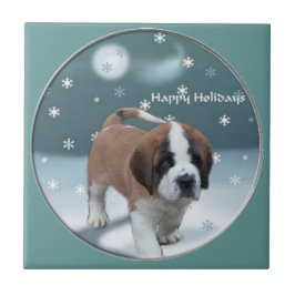 St Bernard Christmas Fliese