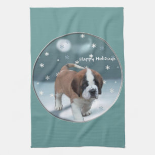 St Bernard Christmas Geschirrtuch