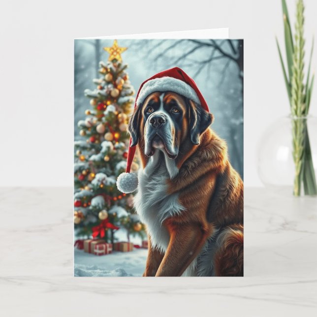 St Bernard Christmas Karte (Vorderseite)