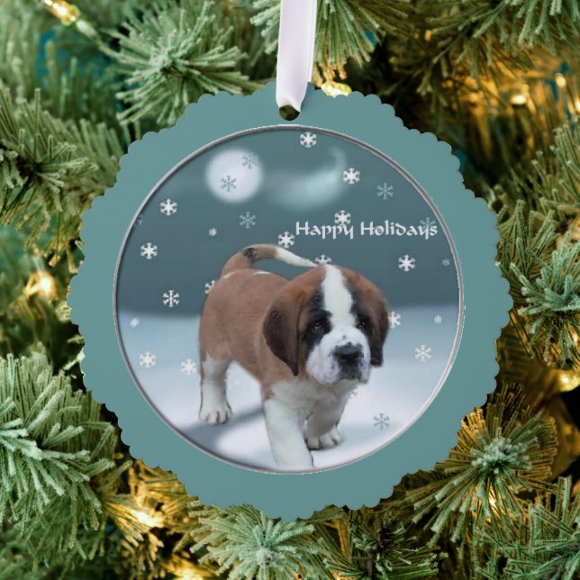 St Bernard Christmas Ornament Karte (Insitu (Baum))