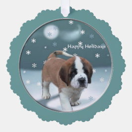 St Bernard Christmas Ornament Karte