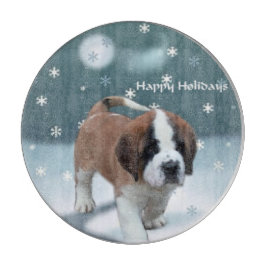 St Bernard Christmas Schneidebrett