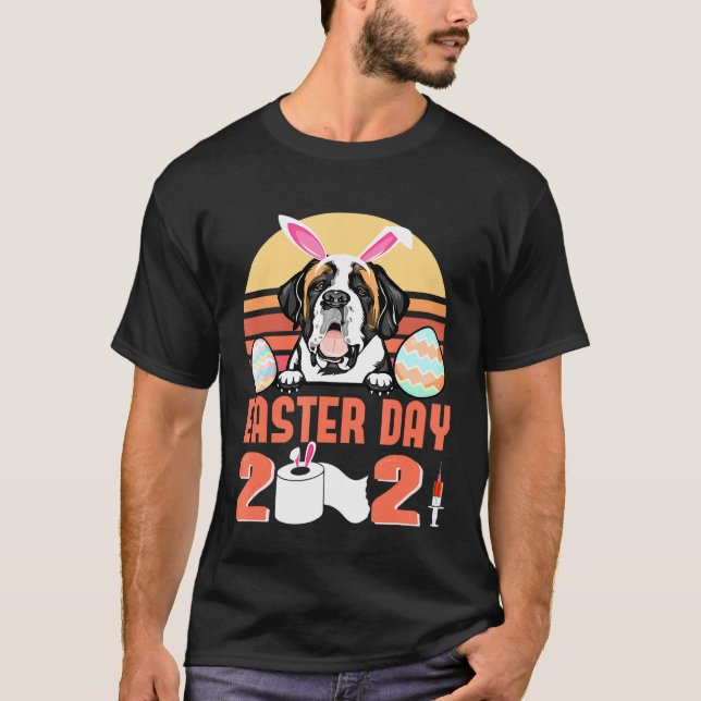 St Bernard Dog Gesichtsmaske Rabbit Bunny Egal Ost T-Shirt (Vorderseite)